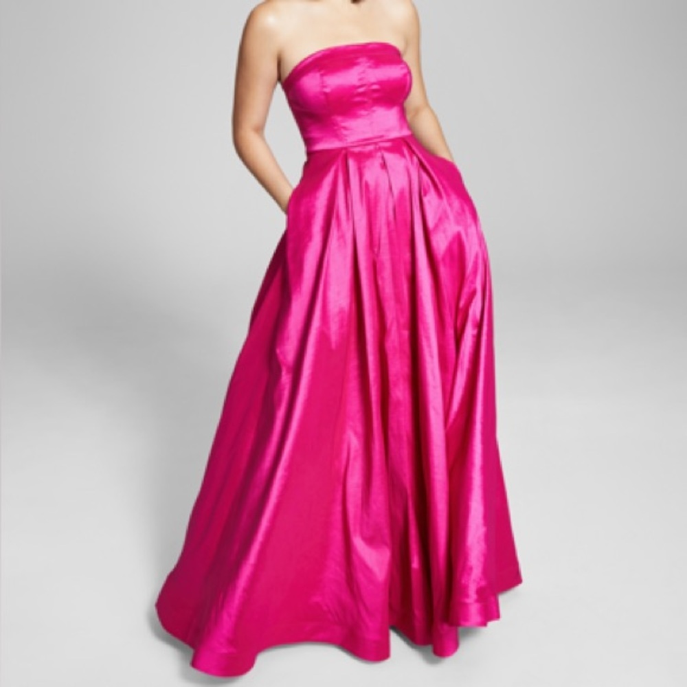 B Darlin Vibrant Pink Strapless Dress